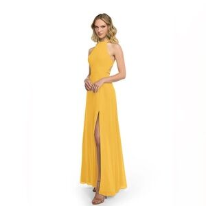 NWT Azazie Clarice dress in Marigold, Halter Maxi Dress